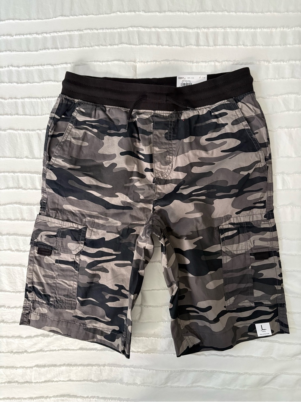 Boys Camo Cargo Shorts - Gray Camo